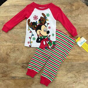 5/$20 NEW 2Pc 9M Mickey Mouse Christmas Pajamas